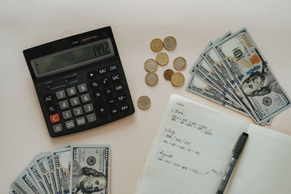 calculator and cash