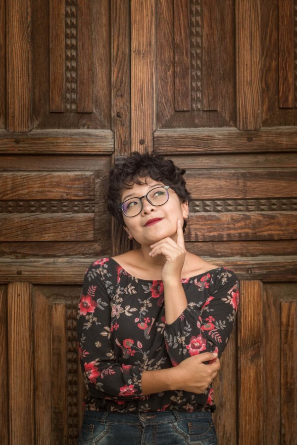 woman on door