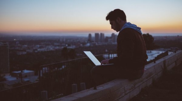 person on a laptop