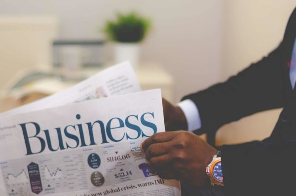 reading a business paper