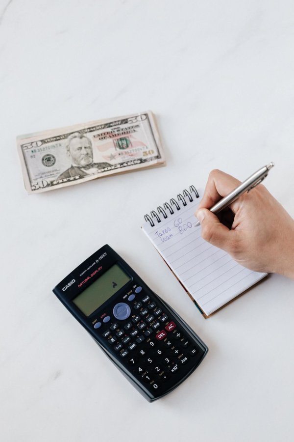 calculator and notepad