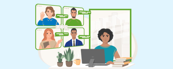 people on screens