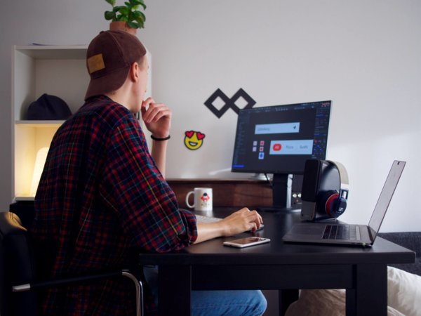 man on PC