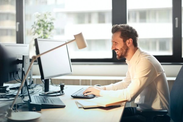 man at desk