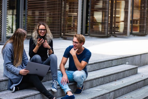 people sitting on steps