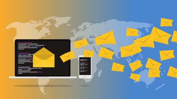 mails and world map